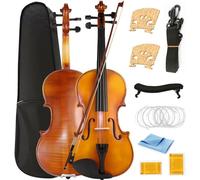 SADPRKR Violin 4/4 full size set, wood violin for adult students, beginner, with hard case, violin bow, shoulder rest, 2 pieces of rosin, and additional strings