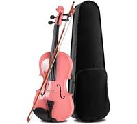 SADPRKR Violin beginner set, handmade, original sound, with box, bow, bridge, rosin, cloth, and spare strings, bright pink