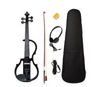 SADPRKR Violin Full Size 4/4 Solid Wood Electric Violin Basswood Body Ebony Fingerboard Pegs with Violin Accessories Black color