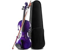 SADPRKR Violin Set For Kids Child Adults 1/8 1/4 1/2 3/4 4/4 Full Size Purple Violins Beginners Students Wood Acoustic Fiddle Kit With Case