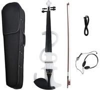 SADPRKR White Solid Wood 4/4 Full Size Electric Silent Violin Fiddle for Beginner Student Beginner Violin
