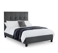 sadzi linen fabric king size bed in slate grey