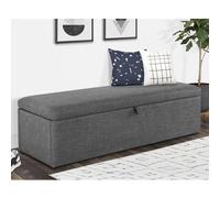 sadzi linen fabric upholstered blanket box in slate grey