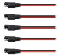 SAE Connector 12V DC Power Cable 14AWG 15/30cm 5PCS for Solar Panel Battery Charger Extension with Pure Copper Core and PVC Insulation(15CM)