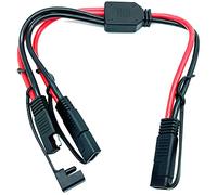 SAE Y Splitter Adapter Cable SAE 1 to 2 SAE DC Power Automotive Extension Cable 2 Pin Quick Connect Disconnect Plug SAE Connector 10AwG Wire for Solar Panel Charging(40cm-Red Black)