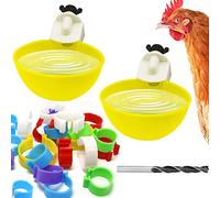 SAEBEL Chicken Waterer Automatic 2 Pcs Chick Water Feeder Cups with Diameter 0.62inch Chicken Leg Bands