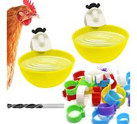 SAEBEL Chicken Waterer Automatic 2 Pcs Chick Water Feeder Cups with Diameter 0.78inch Chicken Leg Bands