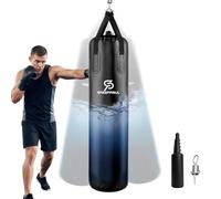 SAEEPABUL Water Punching Bag 4FT Heavy Bag for Boxing - Adjustable Weight (60 to 120 lbs) with Anti-Leak Design, Heavy-Duty Aqua Training Bag for Adults (Plain Black)