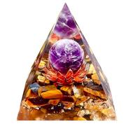 Saefheled Crystal Pyramid for Positive Energy, Flower of Orgonite Crystal Healing Crystals Pyramid for Reduce Stress Chakra Healing Meditation Attract Lucky, (Purple and Yellow)