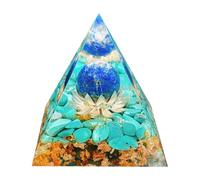 Saefheled Crystal Pyramid for Positive Energy, Flower of Orgonite Crystal Healing Crystals Pyramid for Reduce Stress Chakra Healing Meditation Attract Lucky, (Blue and Green)