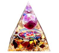 Saefheled Handmade Orgonite Crystal Pyramid Amethyst Tiger's Eye Stone Positive Reiki Energy Healing Orgone Wealth Lucky Meditation Toolr