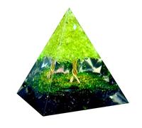 Saefheled Handmade Tree of Life Orgonite Crystal Pyramid, Peridot Obsidian Crystal Stone Positive Reiki Energy Generator Healing Orgone Collection.