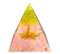 Saefheled Handmade Tree of Life Orgonite Crystal Pyramid,Positive Reiki Energy Generator Crystal Healing Orgone Wealth Lucky Meditation Toolr Peridot Pink Crystal