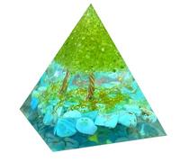 Saefheled Handmade Tree of Life Orgonite Crystal Pyramid,Positive Reiki Energy Generator Crystal Healing Orgone Wealth Lucky Meditation Toolr Olivine Turquoise