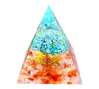 Saefheled Handmade Tree of Life Orgonite Crystal Pyramid,Positive Reiki Energy Generator Crystal Healing Turquoise Red Crystal Orgone Wealth Lucky Meditation Toolr