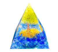 Saefheled Handmade Tree of Life Orgonite Crystal Pyramid,Positive Reiki Energy Generator Crystal Healing Peridot Blue Glaze Orgone Wealth Lucky Meditation Toolr
