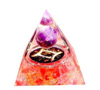 Saefheled Orgonite Crystal Pyramid,Twelve Constellations Gemini Amethyst Red Refined Stone attracts Wealth, Success and Happiness for Meditation and Healing