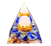 Saefheled The Flower of Life Orgonite Pyramid,Positive Energy Lapis Lazuli&Pink Ball Orgone Crystal Healing Pyramid,for Reduce Stress, Balance chakra,Meditation Attract Luck,Accumulate Wealth&Health
