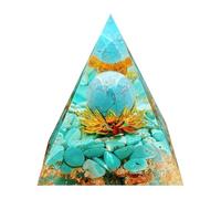 Saefheled The Flower of Life Orgonite Pyramid,Positive Energy Turquoise Orgone Crystal Healing Pyramid,for Reduce Stress, Balance chakra,Meditation Attract Luck,Accumulate Wealth&Health