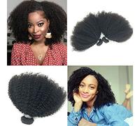 SAEIALL Afro Kinky Curly Hair Extension Human Hair 10-20inch 4B4C 1 Bundle 100g 16inch Brazilian Virgin Remy Human Hair Weaves Natural Black Color (1 bundle 16inch, natural black)