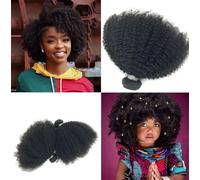 SAEIALL Afro Kinky Curly Hair Extension Human Hair 10-20inch 4B4C Afro Curly 1 Bundle 100g 18inch Brazilian Virgin Remy Human Hair Weaves Natural Black Color (1 bundle 18inch)