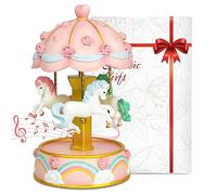 Saeifin U R My Sunshine Carousel Horse Music Box Gifts,Color Changing LED Lights Musical Carousel for Girls Women Mom Daughter,Christmas Anniversary Valentines Day Present Birthday Gifts (Pink)