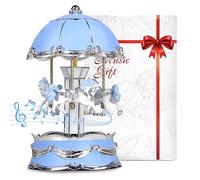 Saeifin U R My Sunshine Carousel Horse Music Box Gifts,Color Changing LED Lights Musical Carousel for Girls Women Mom Daughter,Christmas Anniversary Valentines Day Present Birthday Gifts (Blue)