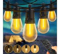 SAEIHGAE Outdoor Festoon Lights Mains Powered: 50ft 15m Outdoor String Lights 15+1 S14 LED Bulbs Garden Lighting Party String for Balcony Festival