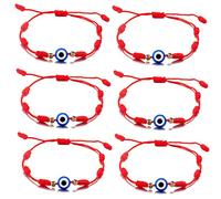 SAELACY 6 Pieces Handmade Knots Red Black Evil Eye Bracelets for Protection and Good Luck, Adjustable Kabbalah Friendship String Bracelets for Women Men Teens, no gemstone
