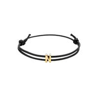 SAELACY Handmade Initial Bracelets for Women Men Black Waterproof Wax Rope Bracelet Friendship Minimalist Matching Couples Jewelry, gold, Stainless Steel, no gemstone