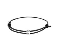 SAELACY Handmade Initial Bracelets for Women Men Black Waterproof Wax Rope Bracelet Friendship Minimalist Matching Couples Jewelry, White, Stainless Steel, no gemstone