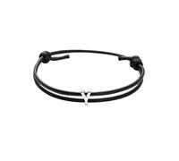 SAELACY Handmade Initial Bracelets for Women Men Black Waterproof Wax Rope Bracelet Friendship Minimalist Matching Couples Jewelry, White, Stainless Steel, no gemstone