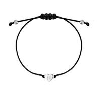 SAELACY Handmade Initial Heart String Bracelets for Women Men Red Black Wax Rope Bracelet Friendship Minimalist Matching Couples Jewelry, black-white, Stainless Steel, no gemstone