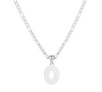 SAELACY Silver Tone 18K Gold Stainless Steel Initial Necklace for Women Men 26 Letters Gothic Pendant with Figaro Chain, chain length: 22", Stainless Steel, No Gemstone