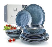 Sänger Dinner Service Darwin 12 Pieces - Combination Service for 4 Persons - Vintage Design, Plate Set, Coloured, dinnerware Set Design, Made of Stoneware