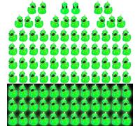 saerryor 100 Pcs Mini Ducks,Luminous Alien Duck Figurine with Hat,Green UFO Mini Resin Duck for Party Favors Desk Dollhouse Micro Garden Landscape Collectible Alien Decor