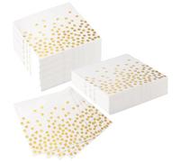 Saerryor 100 PCS White and Gold Dot Napkins, 33 x 33 cm Disposable Serviettes, 60 Count, Paper, 1-Ply, Napkins for Weddings, Baby Showers, Parties