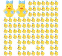 saerryor 100Pcs Mini Ducks,Resin Cheer Ducks,Mini Cheer Duck Figurines for Dollhouse Micro Garden Landscape Decoration Craft Party Favors Toys(Blue)