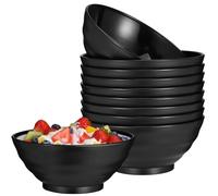 saerryor 10Pcs Unbreakable Bowl Set, 26oz/750ml Large Lightweight Plastic Bowls Black Serving Bowls Idea for Cereal Dessert Salad Oatmeal, Dishwasher and Microwave Safe