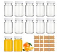 saerryor 12 Pack 2oz Glass Bottles With Lids And Labels, Small Glass Shot Bottles With Lids For Juice,Ginger,Oils,Liquor,Sauces