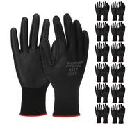 saerryor 12 Pairs Black Gardening Gloves, Nitrile Coated Safety Work Gloves for Builder Construction Garden Engineering Logistics Warehouse Assembly Utilities Public Work (M-8)
