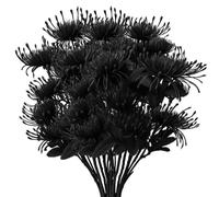 saerryor 12 Pcs Black Large Artificial Chrysanthemum Flowers | Faux Spider Mum Flowers with Long Stem for Wedding Flora Halloween Home Decor