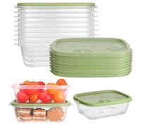 saerryor 12Pcs Rectangle Plastic Food Containers Sets with Lids, 500ML Reusable Meal Prep Storage Containers Freezer Food Storage Boxes Lunch Boxes, Use for School Work Travel