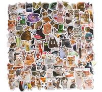 saerryor 145 Pcs Cat Meme Stickers Set, Waterproof Self-Adhesive Aesthetic Cute Funny Cat Decals Sticker for Kindle Bottle Laptop Scrapbook Phone Luggage
