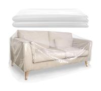 saerryor 2 Pack Plastic Sofa Covers, 255 x 135cm Waterproof Sofa Protector Dustproof Transparent Couch Cover Thick Plastic Dust Covers for Furniture