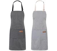 saerryor 2 Pack Unisex Adjustable Bib Apron with Pockets, Cooking Kitchen Aprons for Men Women, Chef Aprons for Home Kitchen Butchers BBQ Restaurant(Black and Blue)