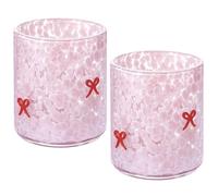 saerryor 2 Pcs Pink Glass Tumblers with Butterfly Bow - Decorative & Elegant Drinking Glasses for Home,Parties & Daily Use