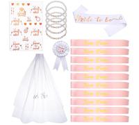 saerryor 20 Pcs Hen Party Accessories,Hen Do Accessories with 1 Bride to Be Sash Veil Bridal Badge 10 Team Bride Sash 2 Bride Tattoos 5 Team Bride Bracelet,Hen Night Accessories