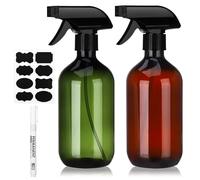saerryor 2Pcs Amber Empty Plastic Spray Bottles 500ml Plastic Spray Bottles for Cleaning,Plants,Essential Oils,Hair Care,Refillable Empty Sprayer with Adjustable Nozzle for Squirt and Mist