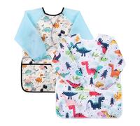 saerryor 2PCS Kids Waterproof Art Smock 3-8 Years Dinosaur Painting Apron